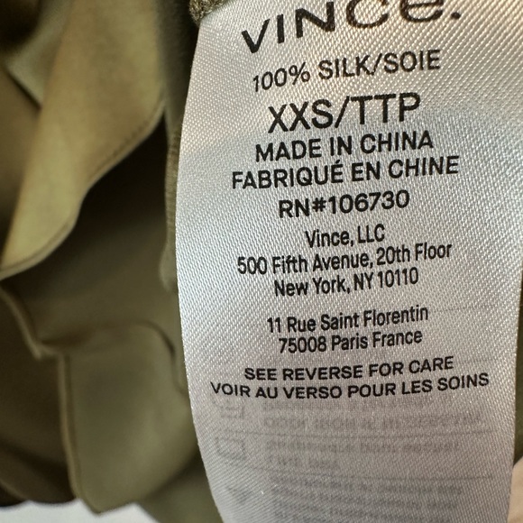 Vince silk charmeuse blouse NWT olive - Picture 4 of 7